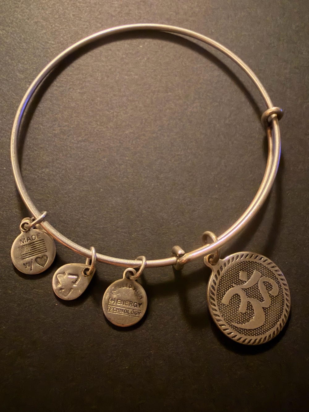 Alex and Ani Silver Om Charm Bangle Bracelet